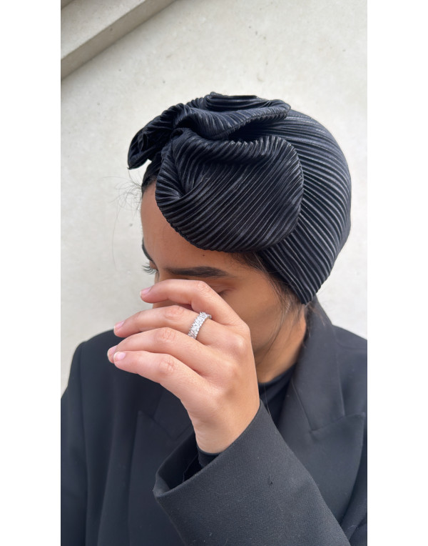 Turban Bonnet Noir plissé...