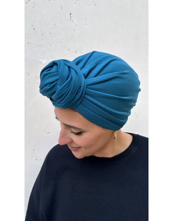 Bleu paon  jersey coton
