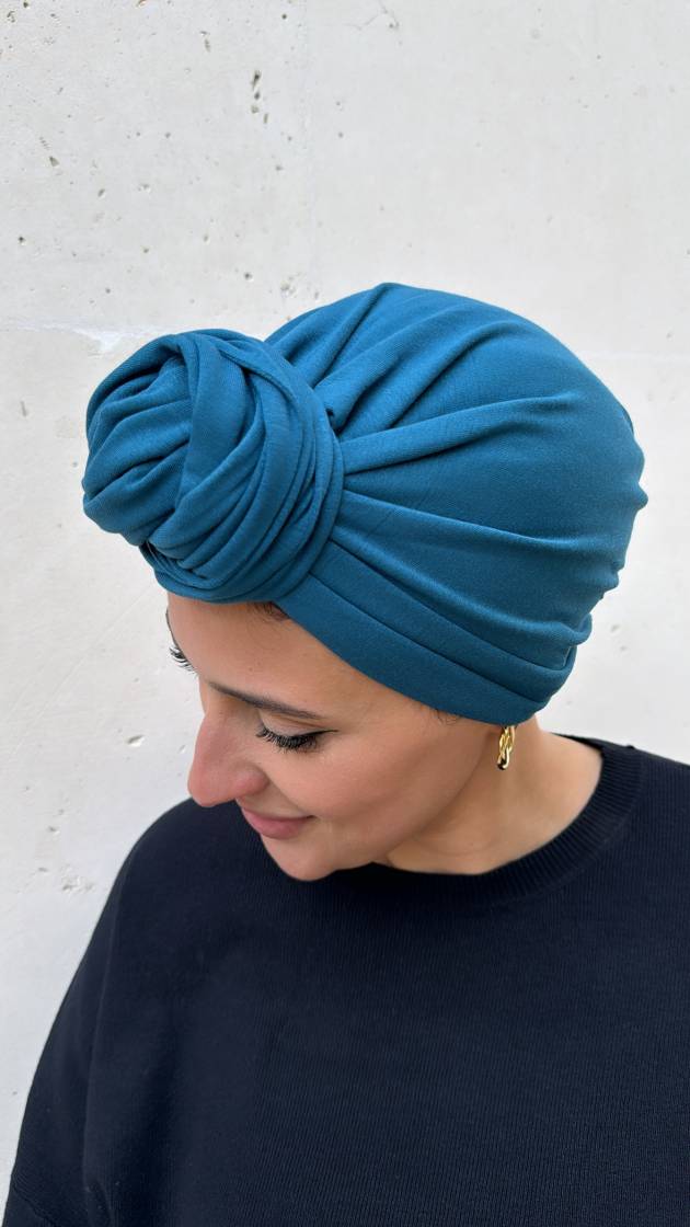 Bleu paon jersey coton