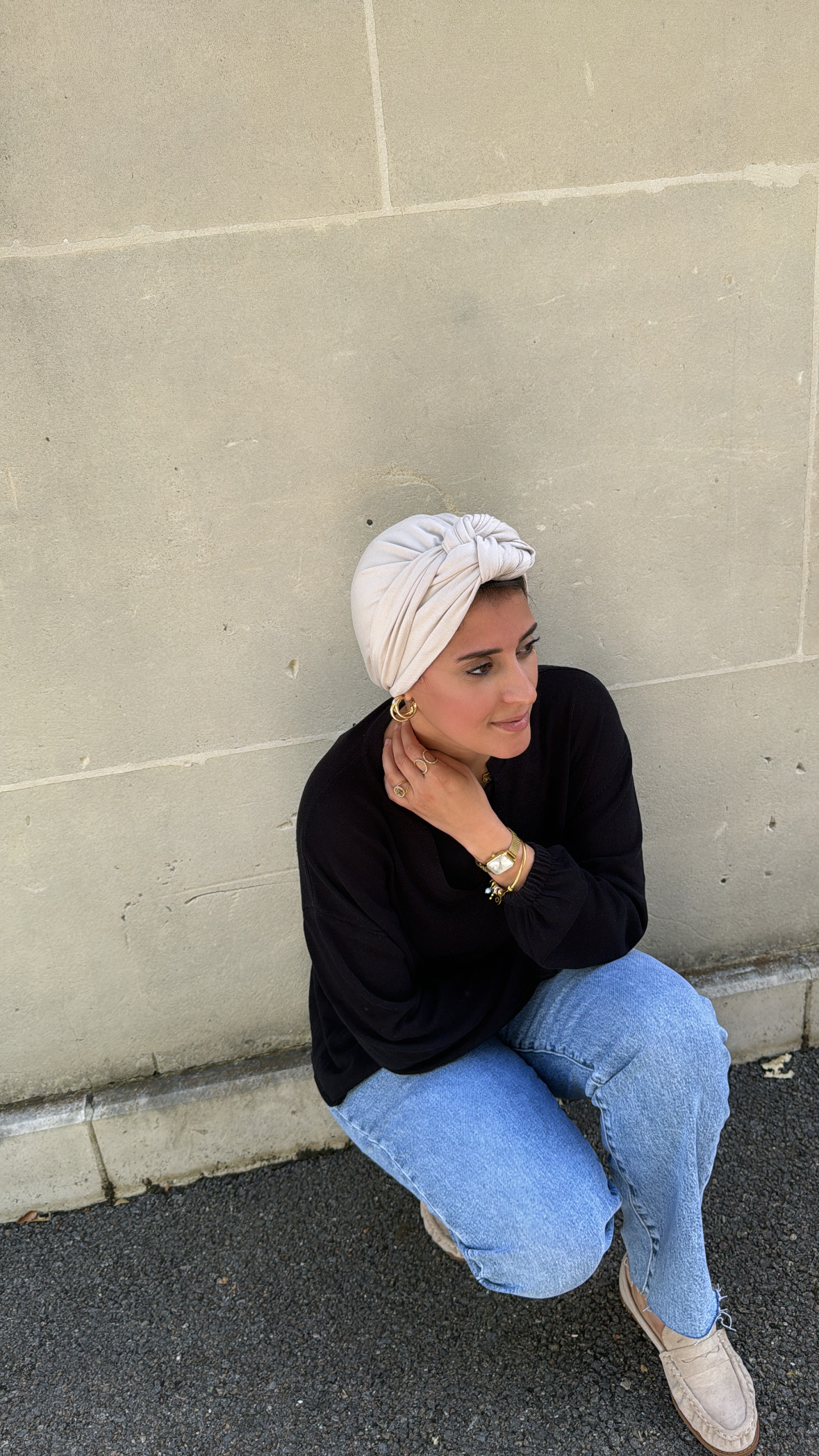 Bérénice beige jersey coton – Image 2